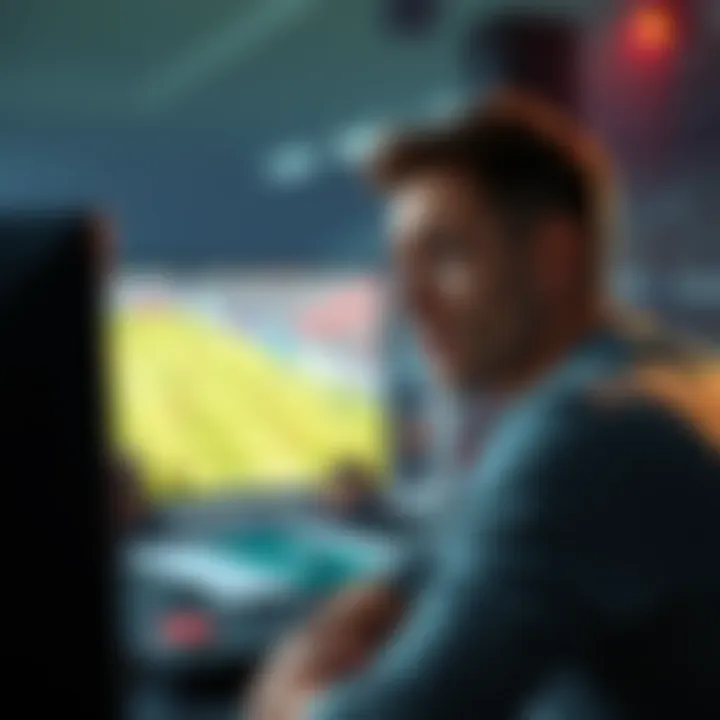 Frustrated bettor watching game A person looking disappointed while watching a football game on TV, showing frustration over a betting platform.