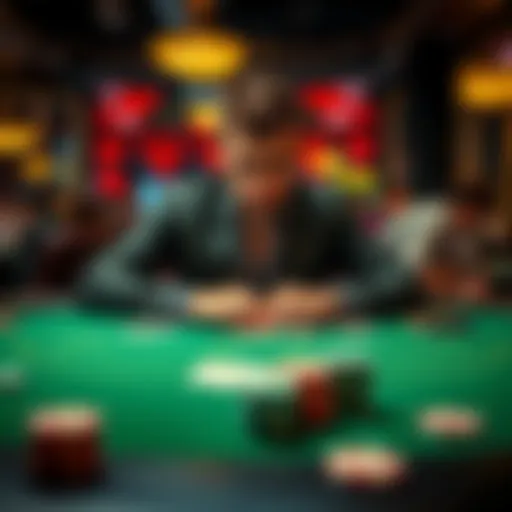A player looks frustrated at a Blackjack table in Iconic21, surrounded by other players. The table shows cards and chips, reflecting a tense gaming atmosphere.