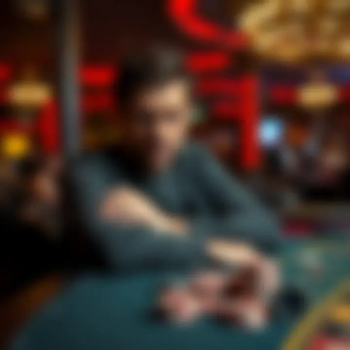 A person looking disappointed while sitting at a casino table with losing chips in front of them.