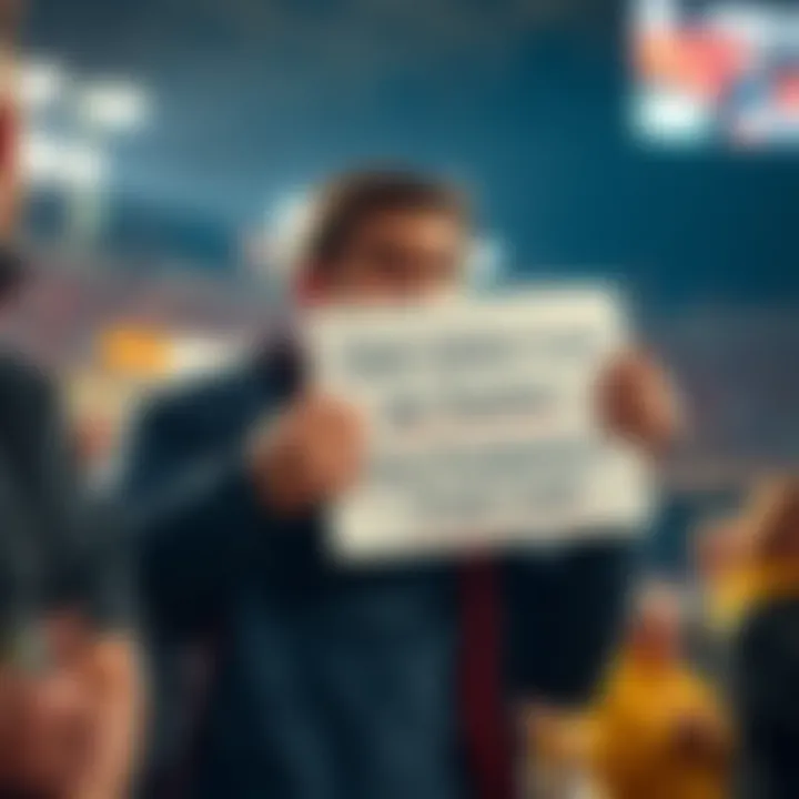 Frustrated Fan Reacts to Game A frustrated fan expressing anger during a football game, holding a sign about Josh taking touchdowns from Cook