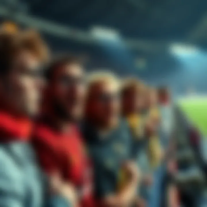 Group of fans showing disappointment after player fails to score