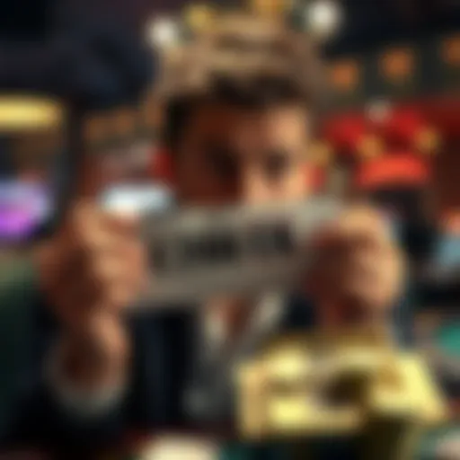 Frustrated gambler A person looking disappointed while holding a betting ticket with a lost wager marked on it