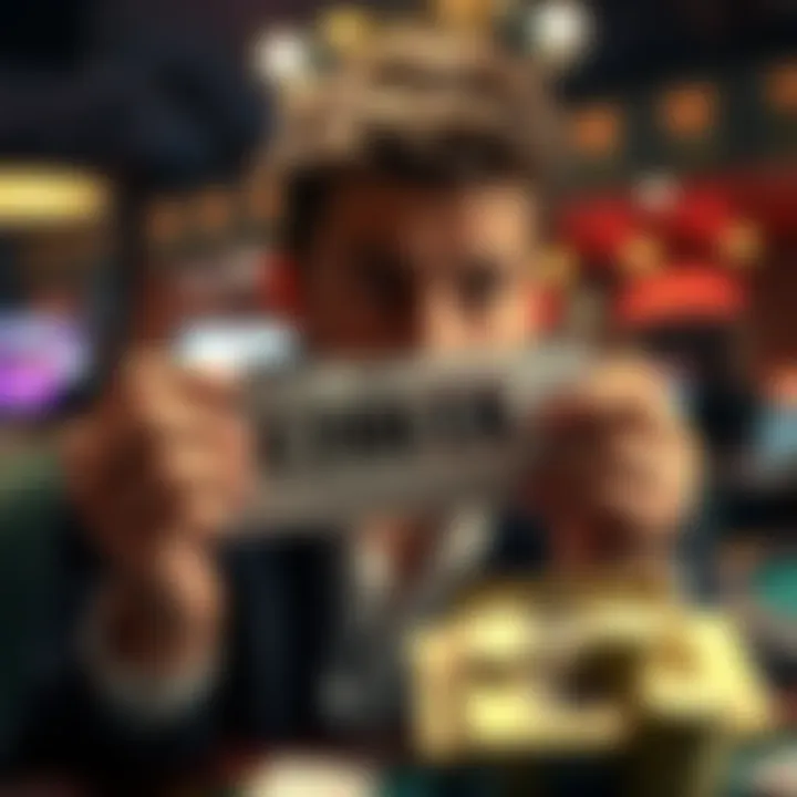 Frustrated gambler A person looking disappointed while holding a betting ticket with a lost wager marked on it