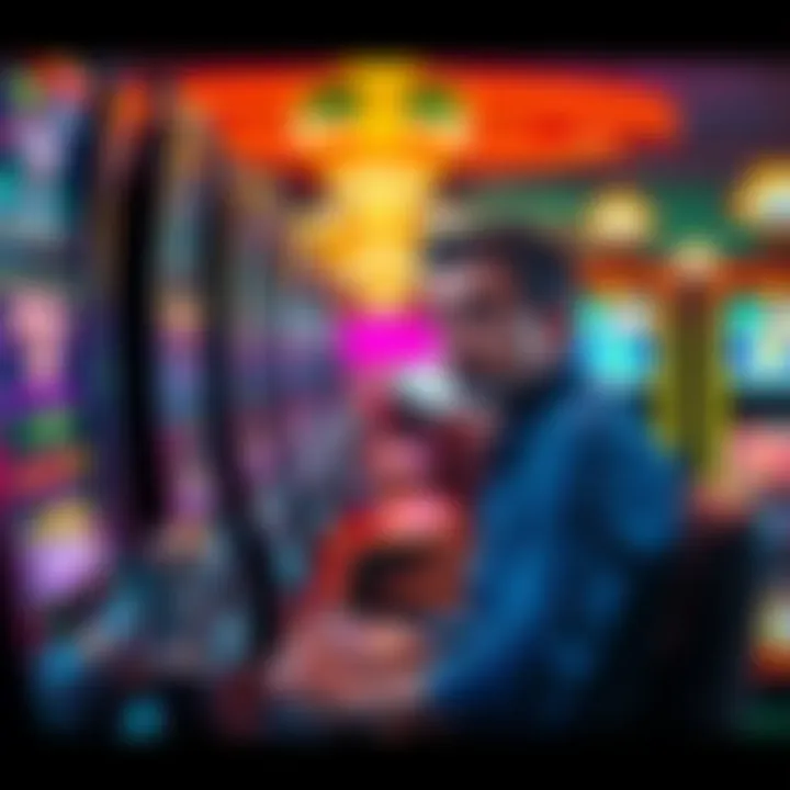 A disappointed player sits at a slot machine, showing minimal winnings and a troubled expression due to technical issues.