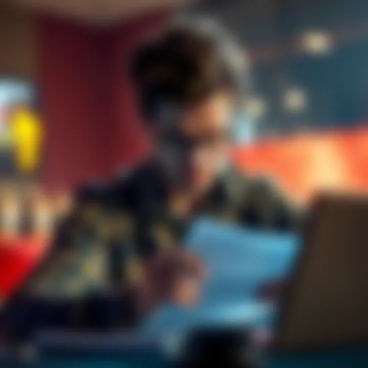 A person looking upset while reviewing sports betting notes and a laptop
