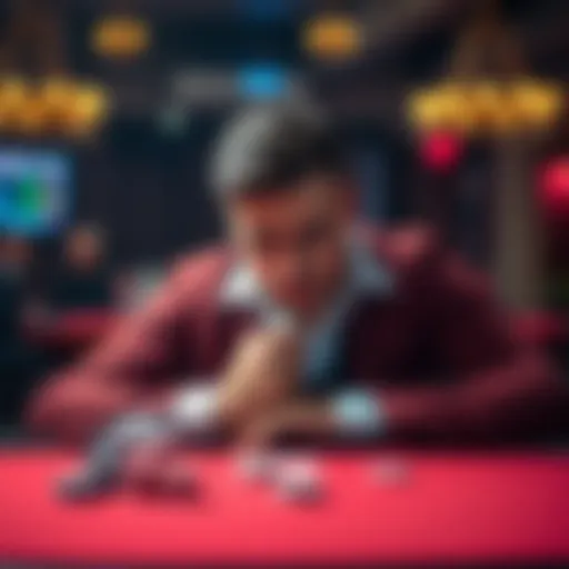 A frustrated player sits at a card table, looking disappointed as they lose their game, conveying feelings of betrayal in gambling.