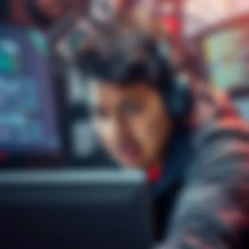 A gamer shows frustration while looking at a screen with a warning about code restrictions, surrounded by game-related items and codes.