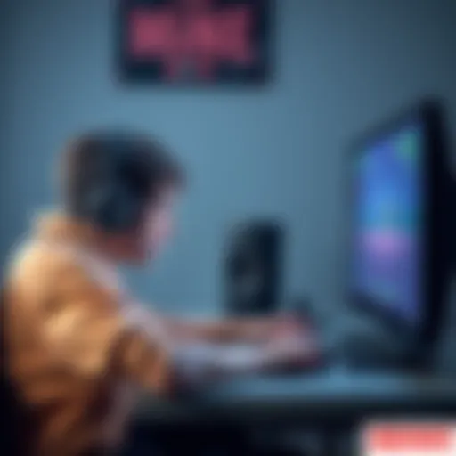 A frustrated gamer reacting to a computer screen displaying a game with mines