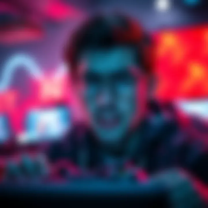 Frustrated gamer waiting for game ratings Gamer showing frustration as they check for game ratings on a screen