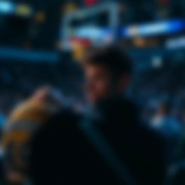 A Lakers fan looks upset while watching the game on TV, showing disappointment after a loss to the Celtics.