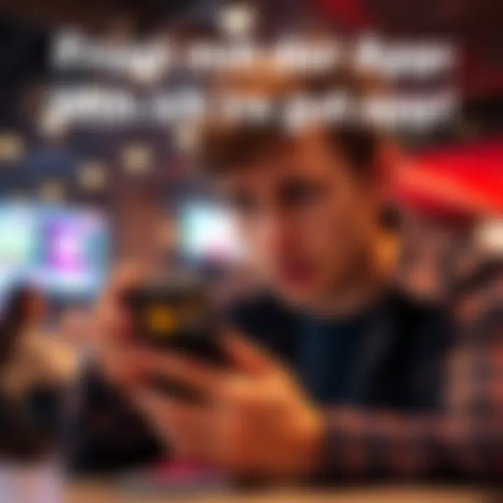 A person looking disappointed at their phone while using a betting app, showing frustration over losses.