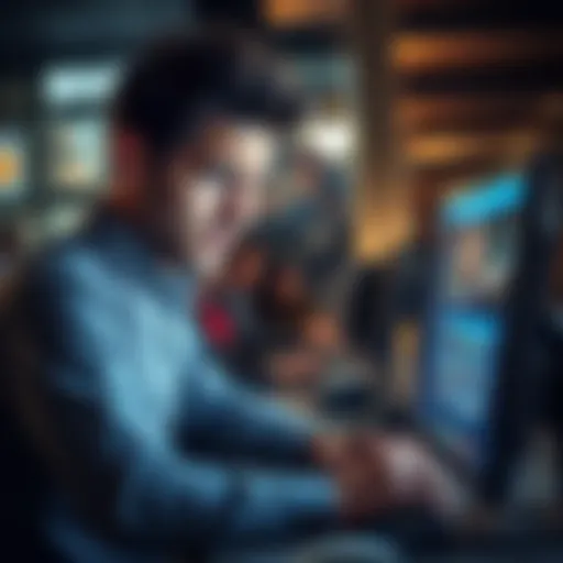 Frustrated person checking bonus A frustrated person looking at a computer screen displaying a betting website, confused about the missing bonus