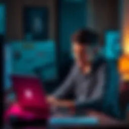 A person sitting at a desk, looking frustrated while checking emails on a laptop, highlighting issues with customer support.