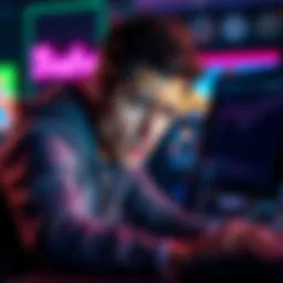 Frustrated person at computer A person looking frustrated while trying to verify their account on a computer, representing difficulties with Baba Casino's verification process