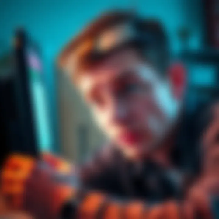 Frustrated person looking at a computer screen A person with a puzzled expression staring at a computer displaying a payment error message