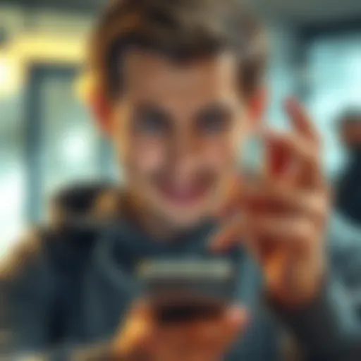 A person looking frustrated while holding a phone, expressing discontent about begging through messaging apps.