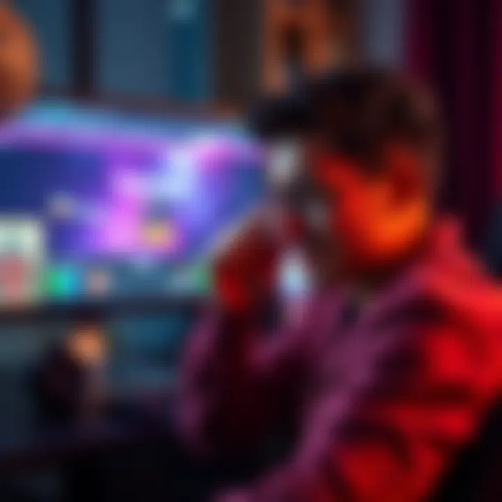 A frustrated player holds their head in despair, sitting in front of a computer screen displaying a gaming website with no payment confirmation.