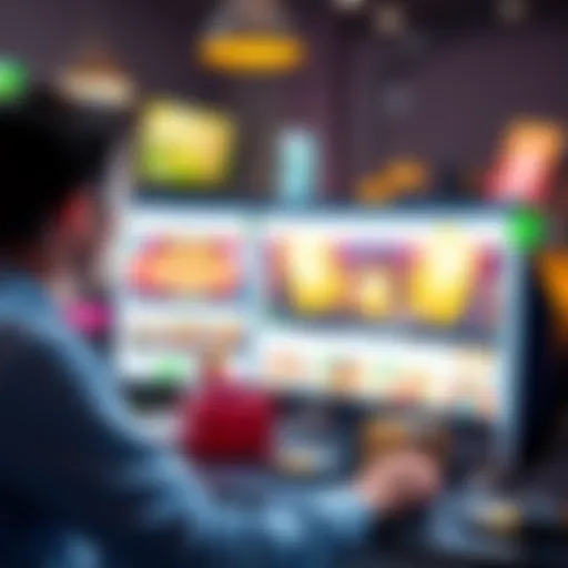 A frustrated person sitting at a computer, looking at a casino website with bonus offers, showing disappointment over lost money.