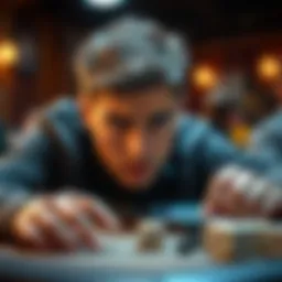 A person looks disappointed while rolling dice on a table, symbolizing the struggles faced in a game with many attempts.
