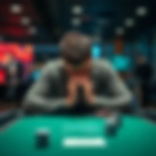 A frustrated player sitting at a gaming table with their head in hands, showing signs of disappointment after losing a game.