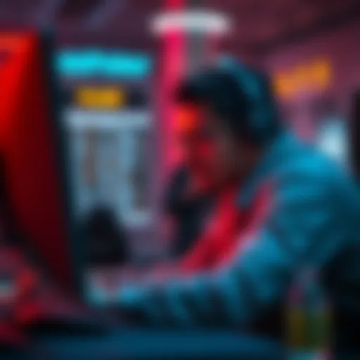 A frustrated player sits at a computer, looking at unanswered emails about GGPoker deposit issues.