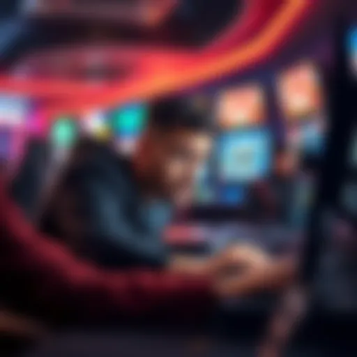 A player looks frustrated at their computer screen while playing an online casino game, showing signs of disappointment after losing gold coins.