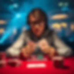 Player looking frustrated with cards A poker player shows frustration after folding a strong hand, looking at the flop on the table with disappointment.