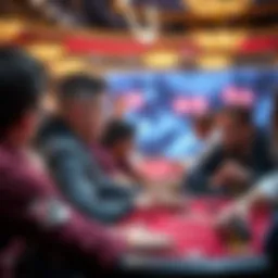 A player looks frustrated at a poker table during a long tournament, surrounded by other focused players.