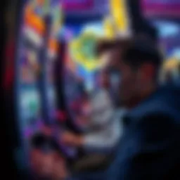 A person looking disappointed while playing a slot machine, showing signs of frustration due to losses.