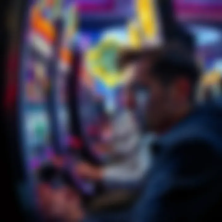 A person looking disappointed while playing a slot machine, showing signs of frustration due to losses.
