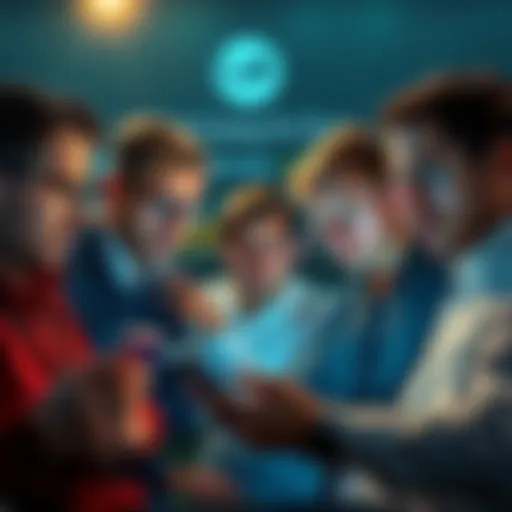 A group of frustrated players looking at their devices, discussing the removal of betting lines on Prize Picks, with tennis imagery in the background.