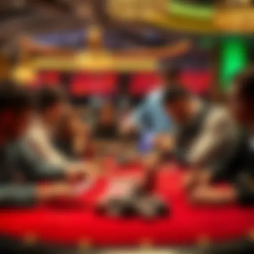 A group of frustrated players at a casino table, looking at their cards and chips as a dealer stands nearby, ignoring their complaints about payouts.