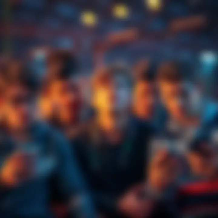 Frustrated players using Scamduel app A group of frustrated players looking at their phones, showing confusion and disappointment after using the Scamduel app.