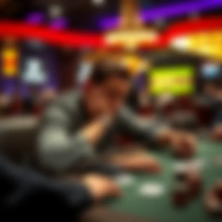 A person sitting at a poker table, looking stressed and overwhelmed while playing in a multi-table tournament.