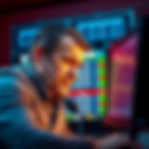 A frustrated sports bettor looking at betting odds on a computer screen, expressing disappointment with slow live betting performance.