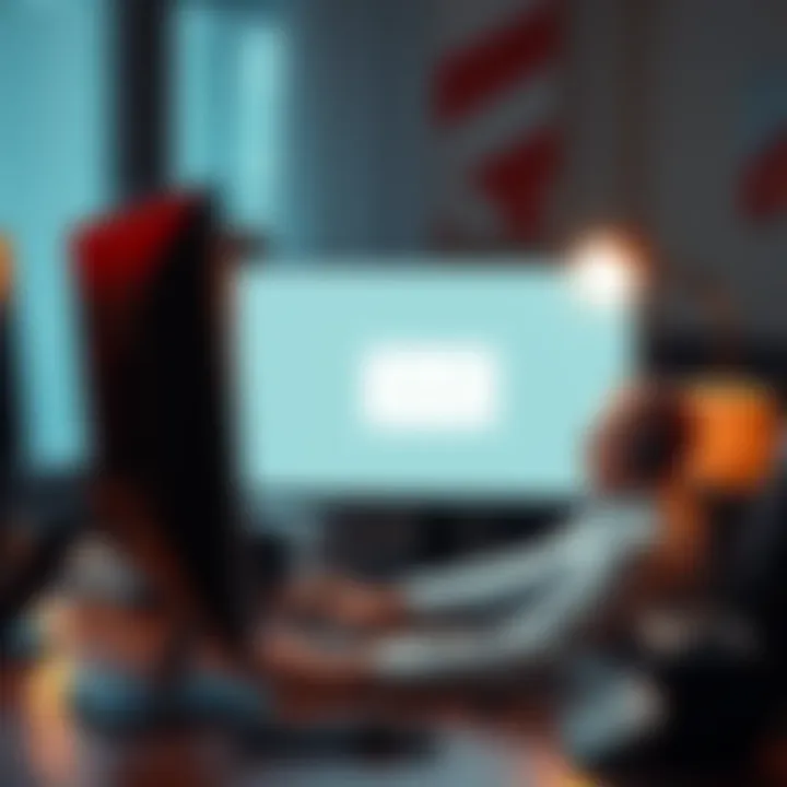 A frustrated person sitting at a desk, looking at a computer screen with an email open, expressing concern about not receiving replies regarding Gamstop.