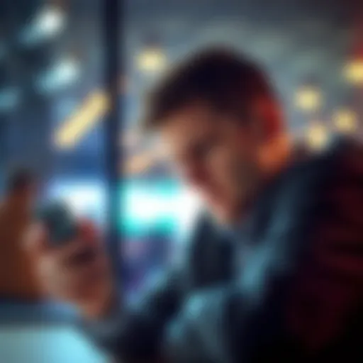 A person looking unhappy while using the Fliff App on their phone, showing disappointment with betting results
