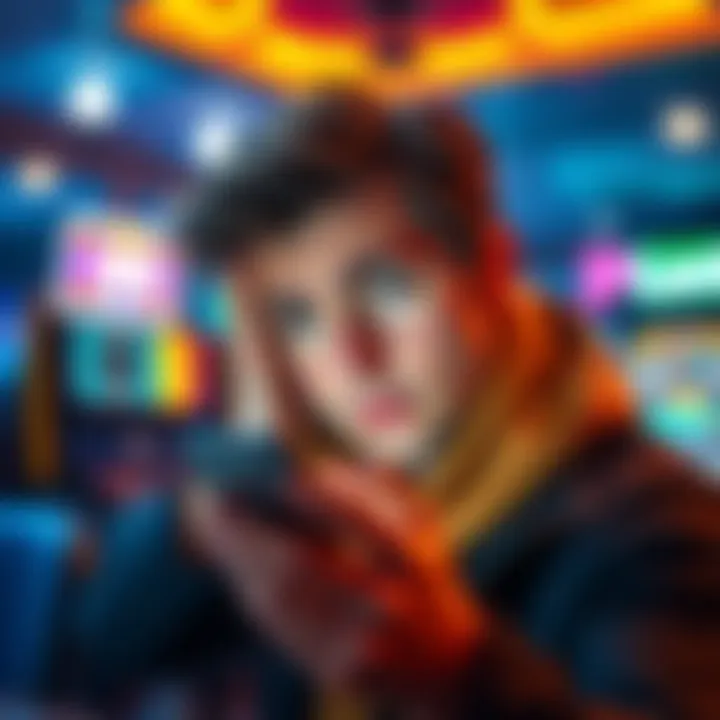 A person looking frustrated while using a gambling app on their phone