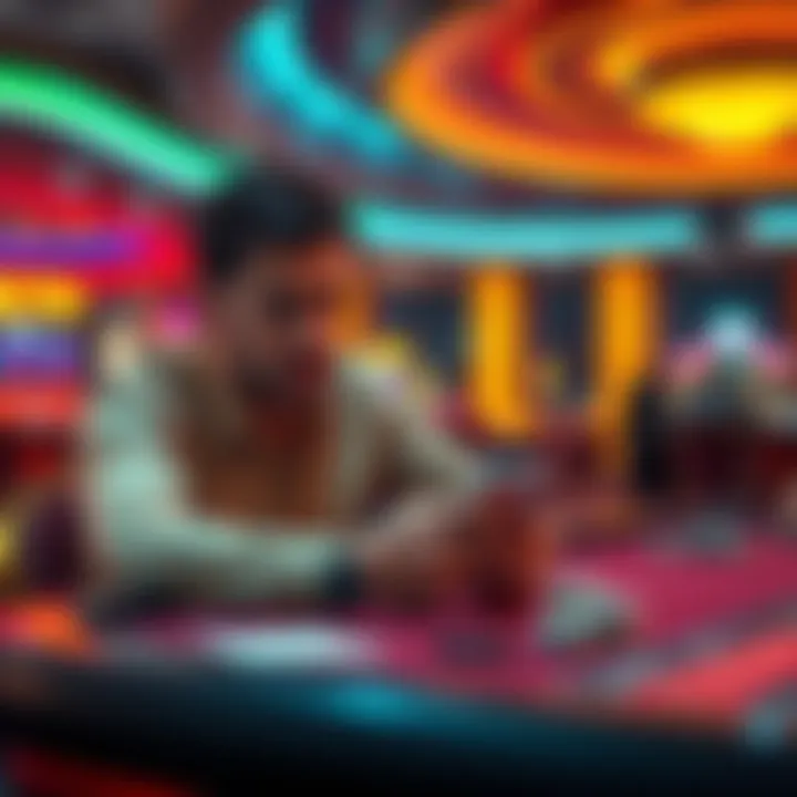 A frustrated VIP customer sitting at a casino table, looking at their phone with a concerned expression, indicating a lack of transparency in their financial dealings.