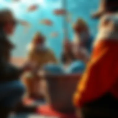 Players discussing the FS symbols and a bucket filling with fish in Le Fisherman game.