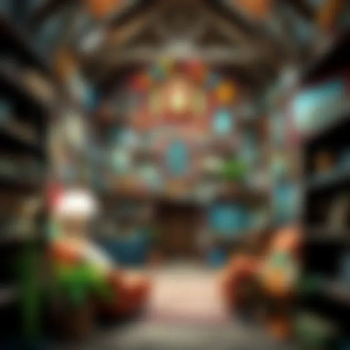 A vibrant house filled with various items and decorations, showcasing a blend of stories and uniqueness.
