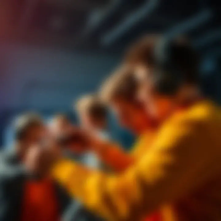 Participants focused on hitting a target in a fun competition