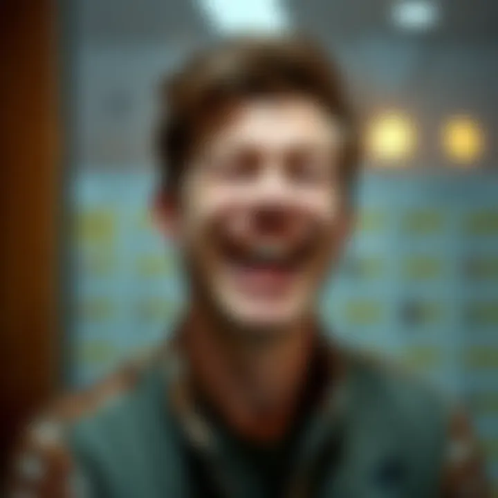 A person laughing while looking at a list of unrealistic dreams and goals, with a humorous expression on their face