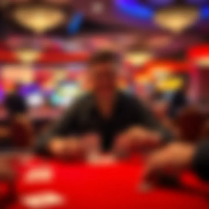 Player celebrating a funny blackjack hand A casino scene showing a player smiling and laughing at the blackjack table, with cards spread out and chips in front of them, capturing a humorous moment despite losses.