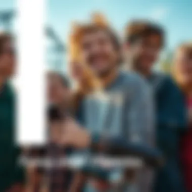 A group of people laughing and participating in silly challenges outdoors, showcasing creative and humorous activities.