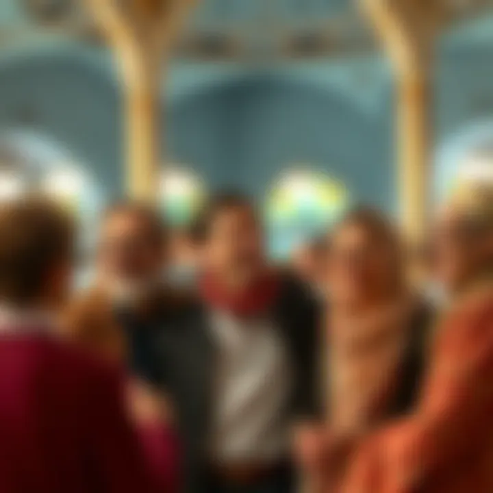 A group of people laughing and discussing current social topics related to Islam