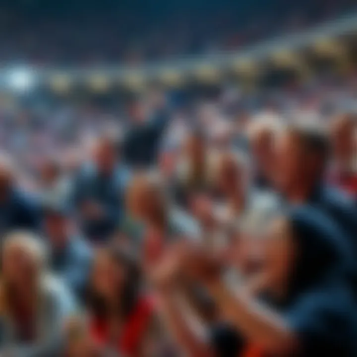 A collage of humorous scenes from various sports halftime shows, featuring fans laughing and entertaining performances.