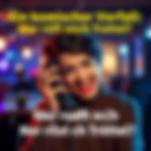 A surprised person holding a phone with a smile, laughing at an unexpected joke during a call
