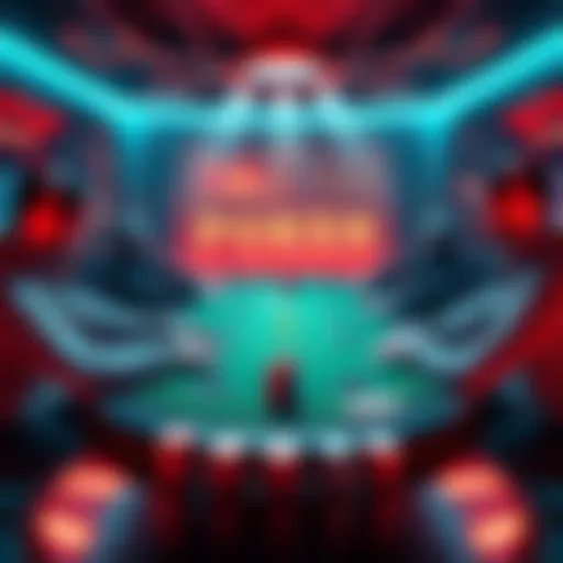 Future of Poker A futuristic poker table with advanced technology, players using AI tools and analyzing data, with an intense psychological atmosphere.