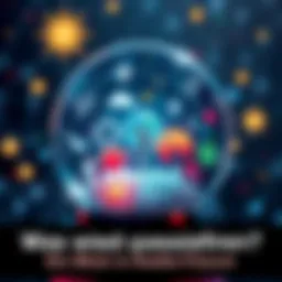 Future Predictions A crystal ball showing various symbols representing technology, environment, and society's future.